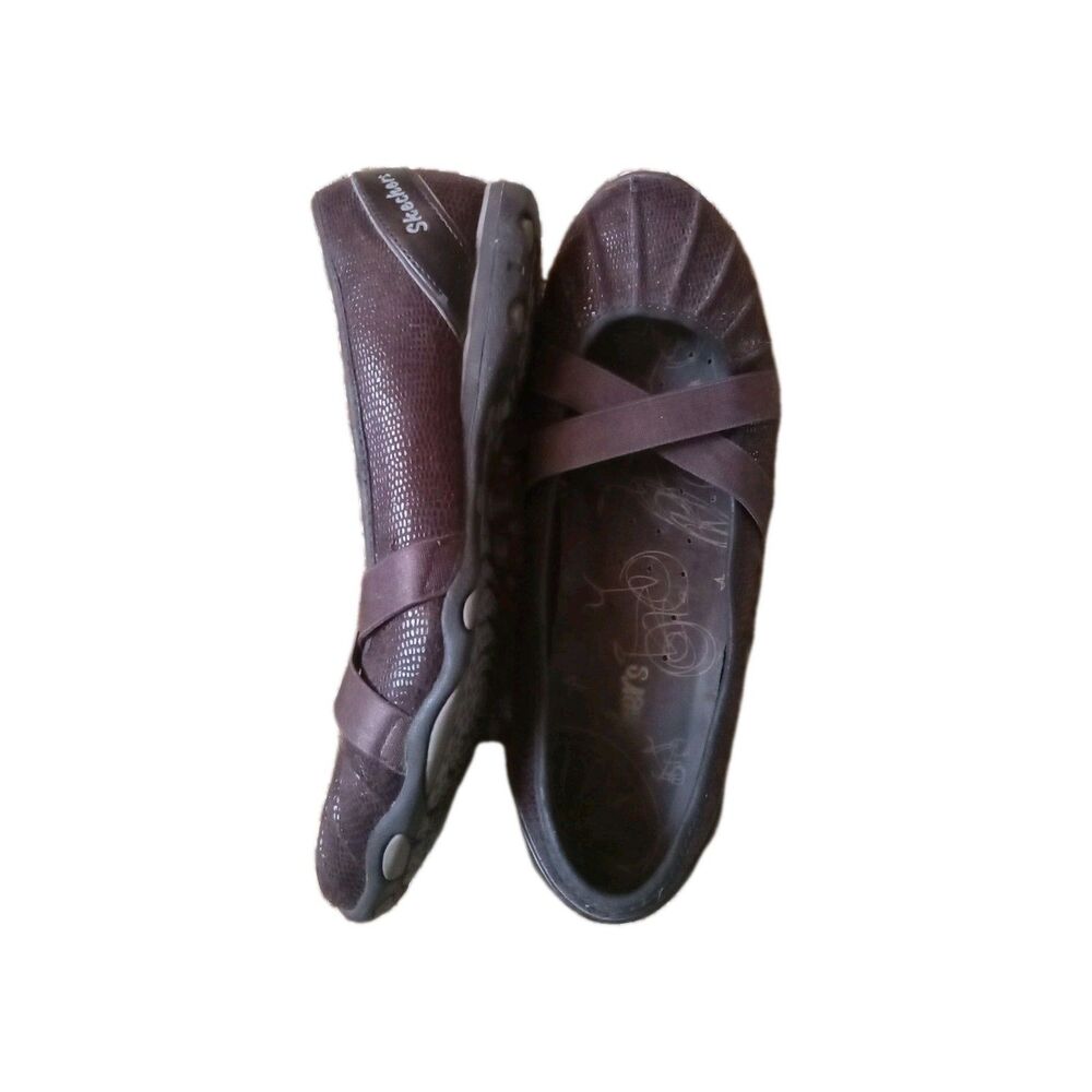 SKECHERS Women's Brown Mary Jane Flats Size 7.5 Criss Cross Strap Comfort Shoes - Picture 7 of 9